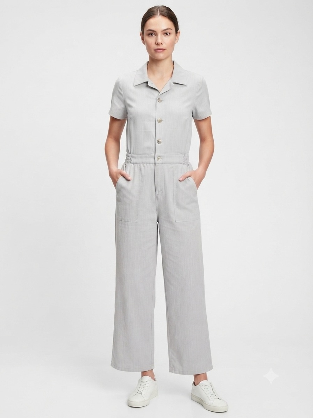 Santa Sofia Grey Short Sleeve Jumpsuit